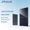 JA Solar 590W Bifacial N type JAM72D40 MB 580-605W